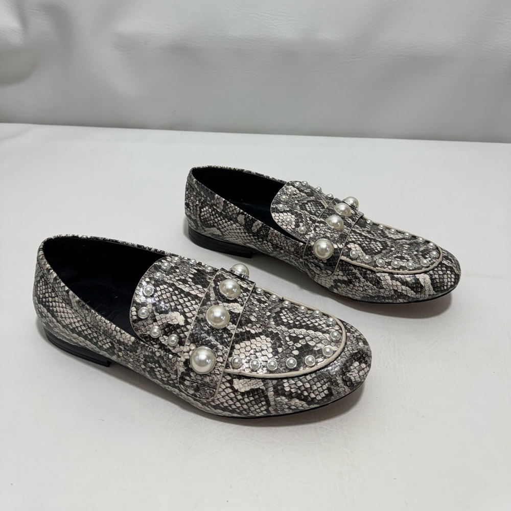 Karl Lagerfeld  Avah Python Embossed Studded Loafers